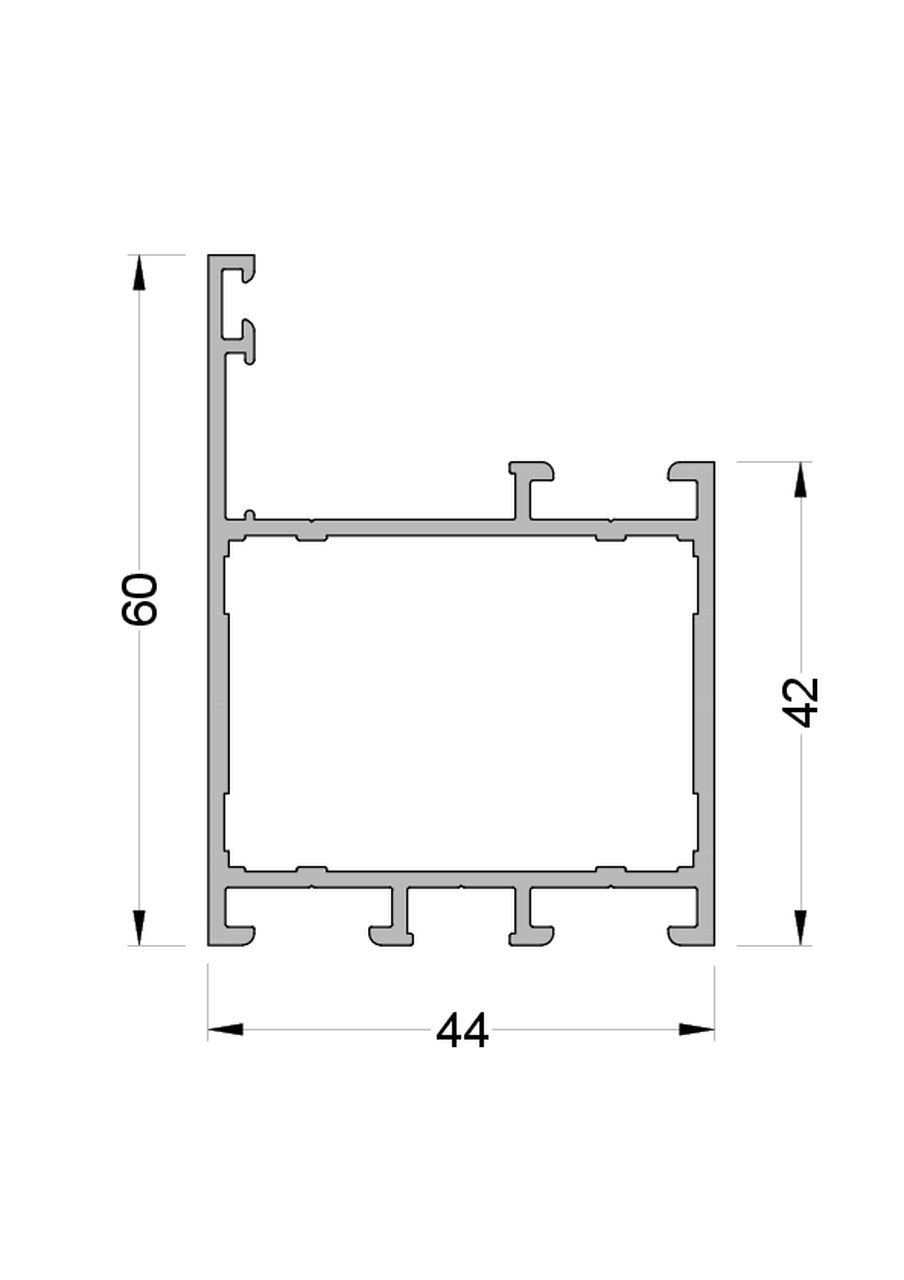 Рама оконная ALUMARK 60/42 мм 6м RAL9016. Рис. 1