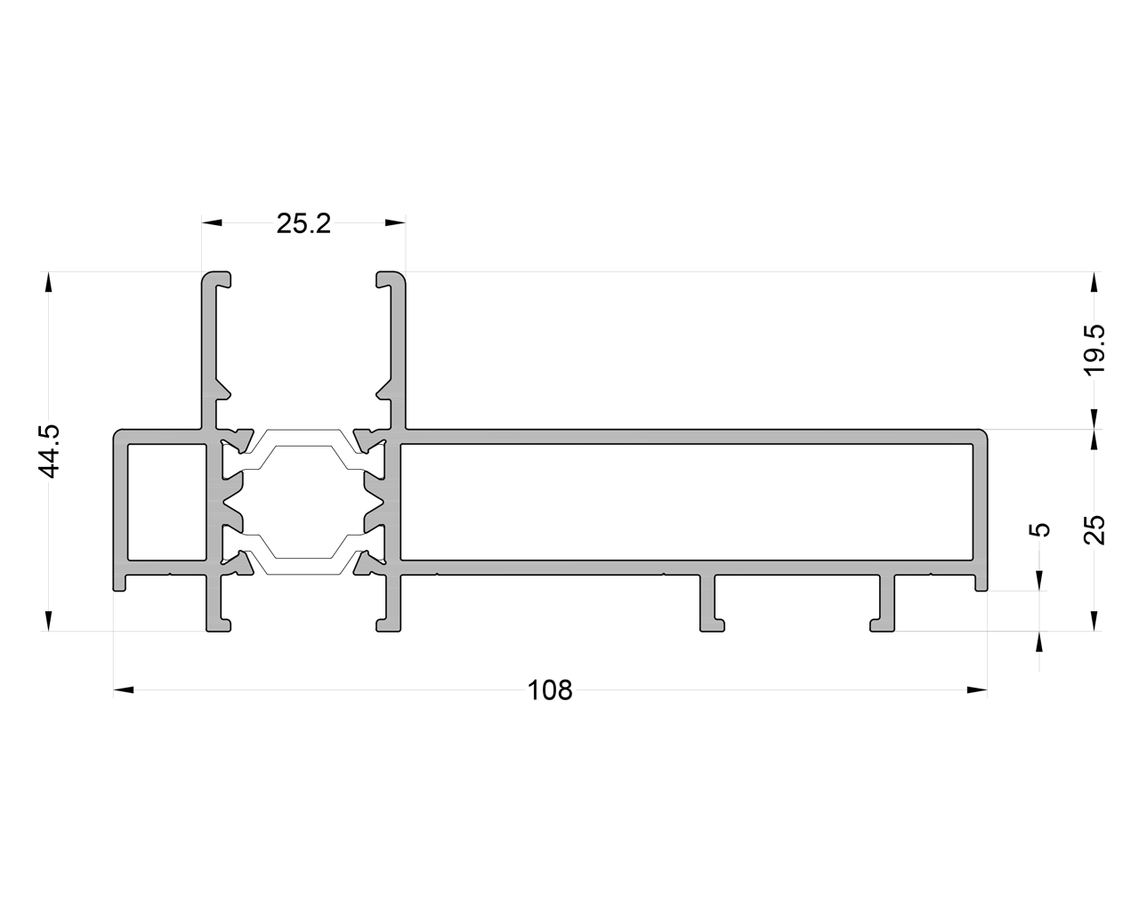 Рама вертикальная ALUMARK 44,5/ 108 мм 6м Неокрашенный