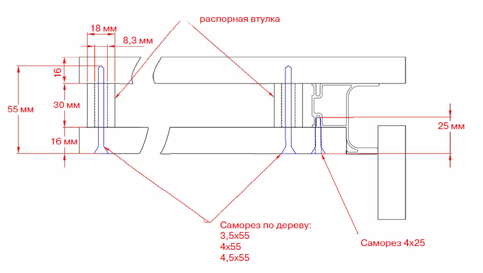 Распорная втулка для установки вертикальных профилей Gola FIRMAX, пластик. Рис. 3 Распорная втулка для установки вертикальных профилей Gola FIRMAX, пластик. Рис. 3