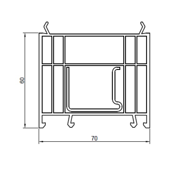 Расширитель 60 мм для ПВХ длина 6,5 м., 70 серия, тип А. Рис. 1 Расширитель 60 мм для ПВХ длина 6,5 м., 70 серия, тип А. Рис. 1