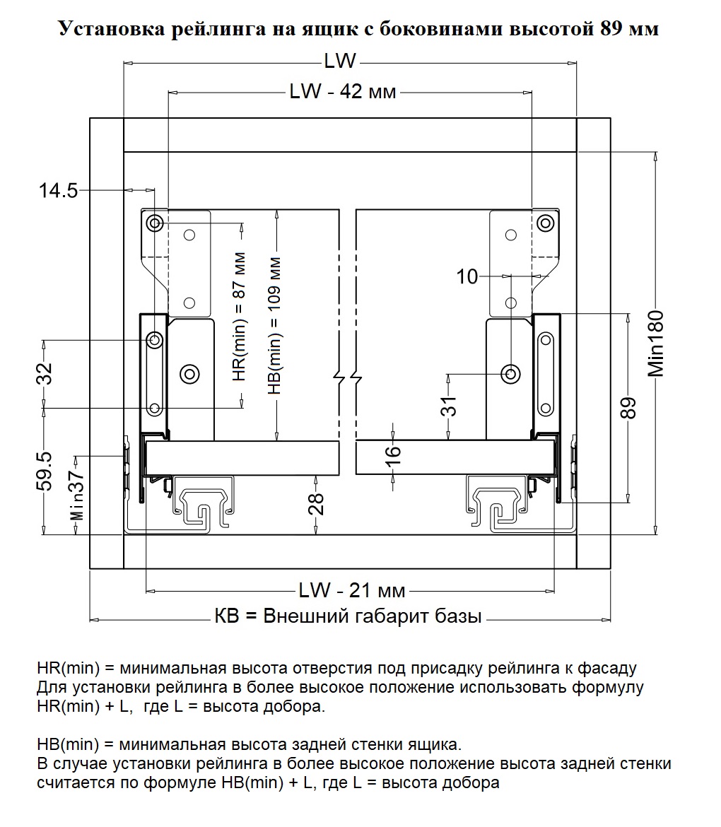 Рейлинги Firmax длина 550 мм, квадратные верхние для ящика Slimline +  комплект из двух креплений, перламутр. Рис. 3
