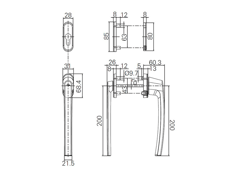 Ручка 2-х сторонняя ALV 100 M5X100 R05.3 средняя бронза. Рис. 2