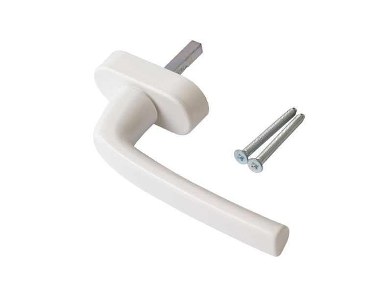 Ручка оконная Roto Samba Secustik 37 мм , с логотипом Roto + 2 винта M5х50, белый RAL 9016. Рис. 1