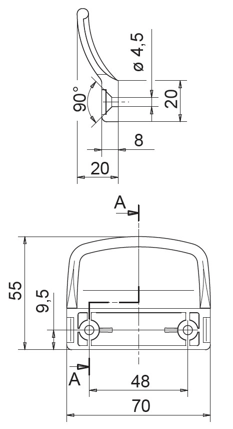 Ручка балконная Internika, коричневый (2 части). Рис. 3