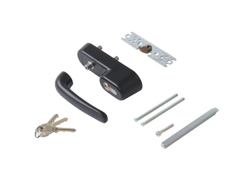 Ручка наружная Giesse для антипаники с профильным цилиндром (комплект деталей для установки), черная, 07324500. Рис. 1