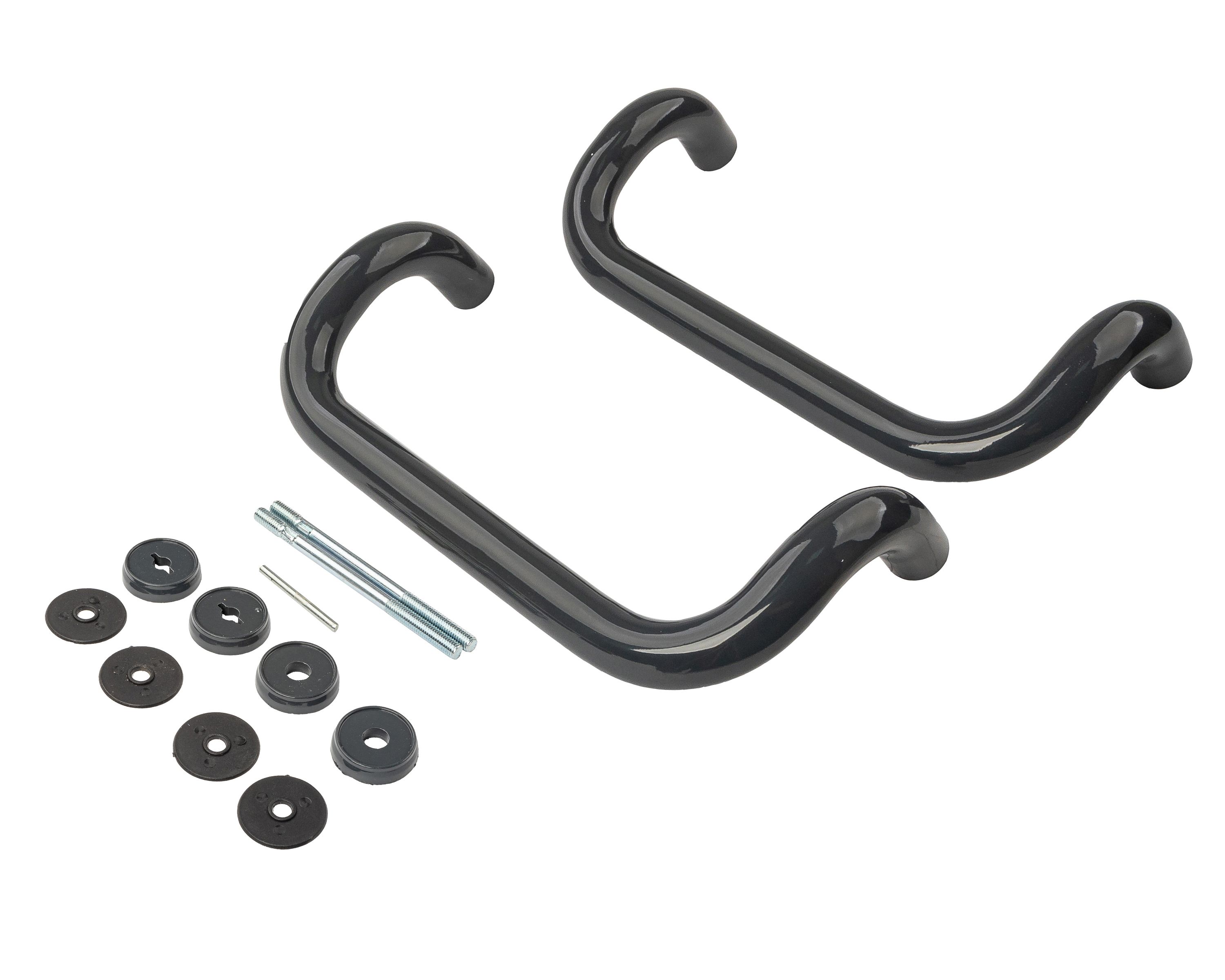 Ручка офисная изогнутая 300мм с креплением антрацит RAL7016, до 80мм.. Рис. 1