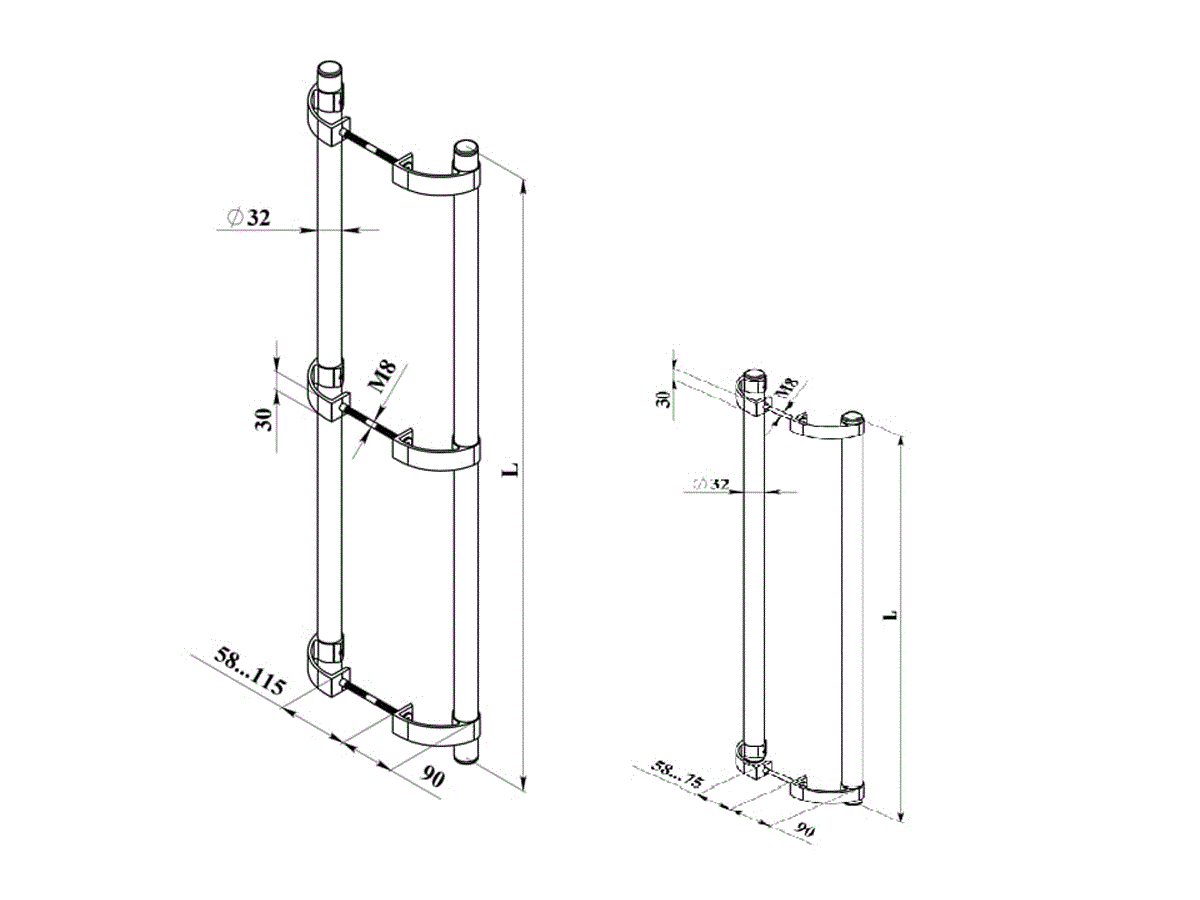 Ручка офисная прямая 1000мм с креплением, толщина трубы 1,6 черный RAL 9005. Рис. 2 Ручка офисная прямая 1000мм с креплением, толщина трубы 1,6 черный RAL 9005. Рис. 2