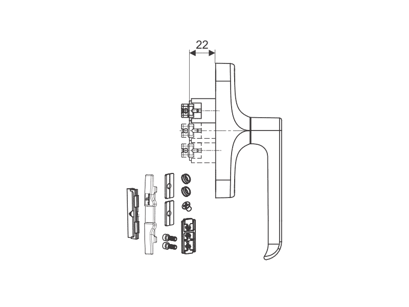 Ручка оконная 1101.00 с блокиратором, неокраш.. Рис. 1 Ручка оконная 1101.00 с блокиратором, неокраш.. Рис. 1