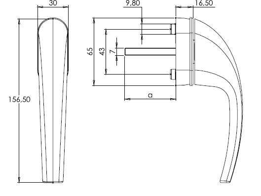 Ручка оконная Internika CHICO, 38 мм, 45°, 2 винта, белый RAL9016. Рис. 2