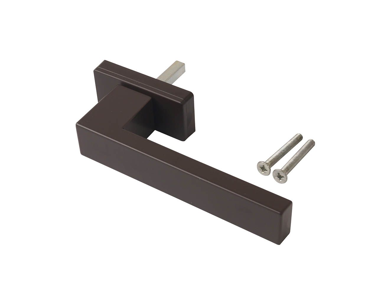 Ручка оконная Internika DUBLIN 35 мм, алюминиевая, 2 винта, коричневый матовый RAL8019 (45°). Рис. 1