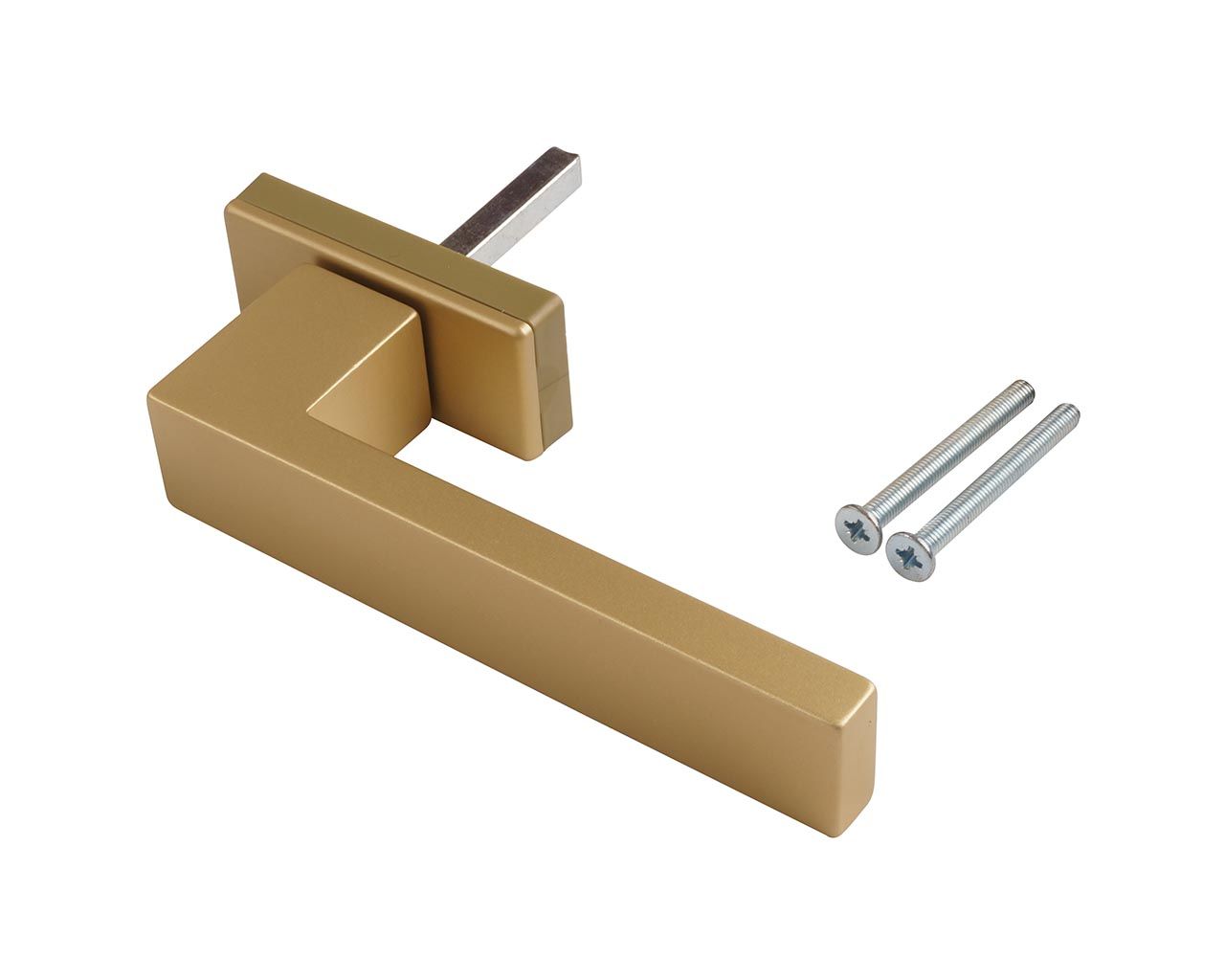 Ручка оконная Internika DUBLIN 45 мм, алюминиевая, 2 винта, золото F3 (45°) (матовая поверхность). Рис. 1