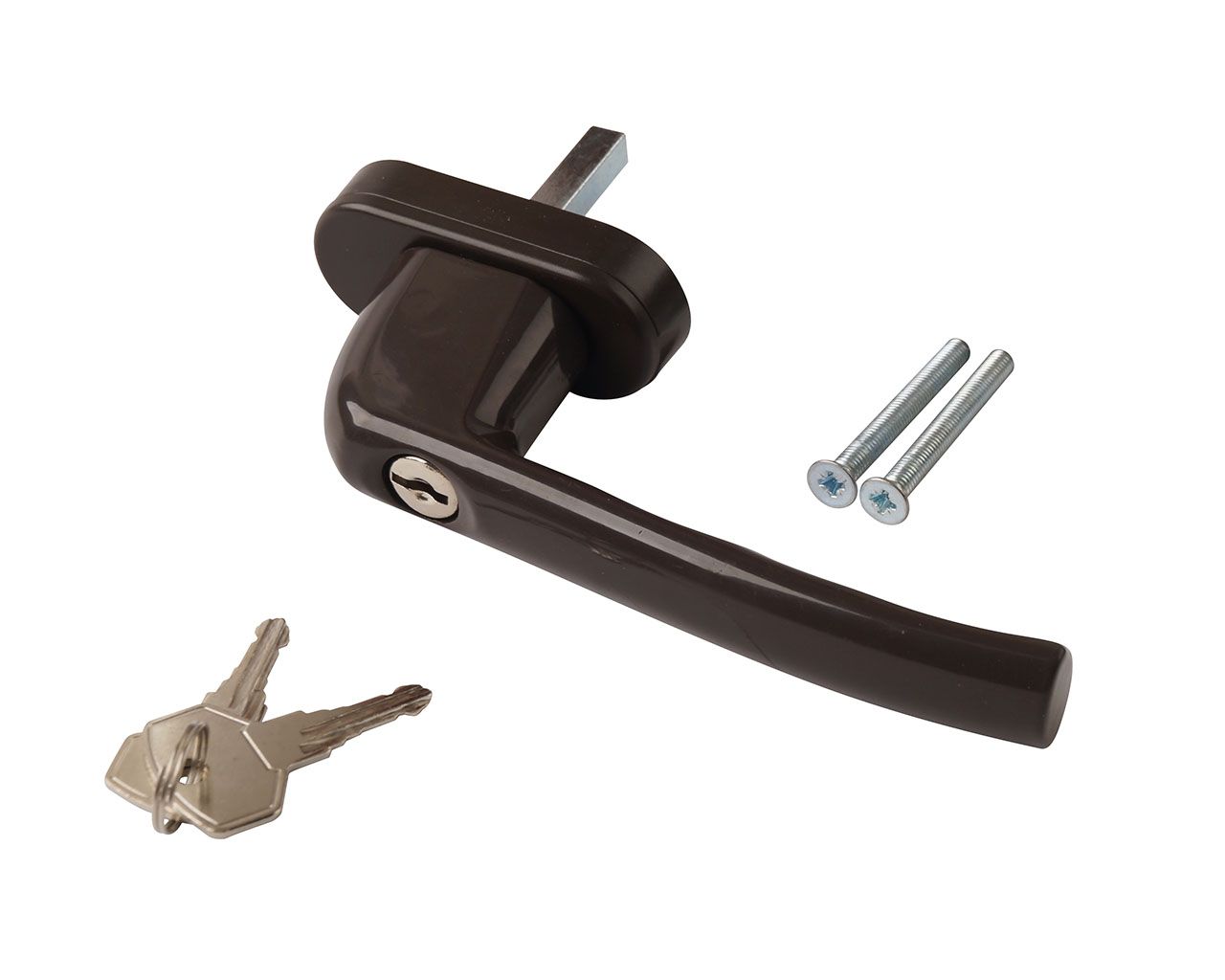 Ручка оконная Internika Kronos с ключом, штифт 37 мм, с винтами, коричневый RAL8019. Рис. 2 Ручка оконная Internika Kronos с ключом, штифт 37 мм, с винтами, коричневый RAL8019. Рис. 2