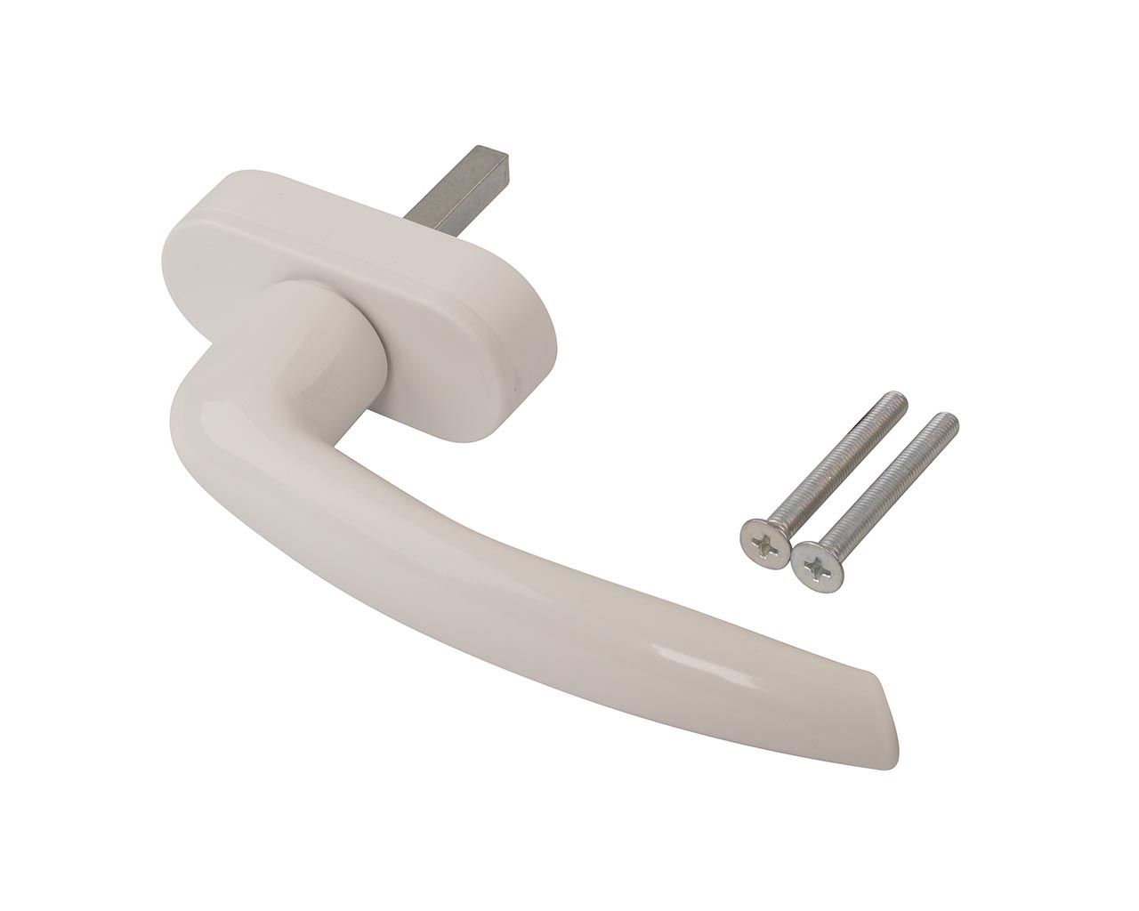 Ручка оконная Internika "Мелодия" алюминиевая 38 мм 45° + 2 винта 5х50 белый (9016). Рис. 1