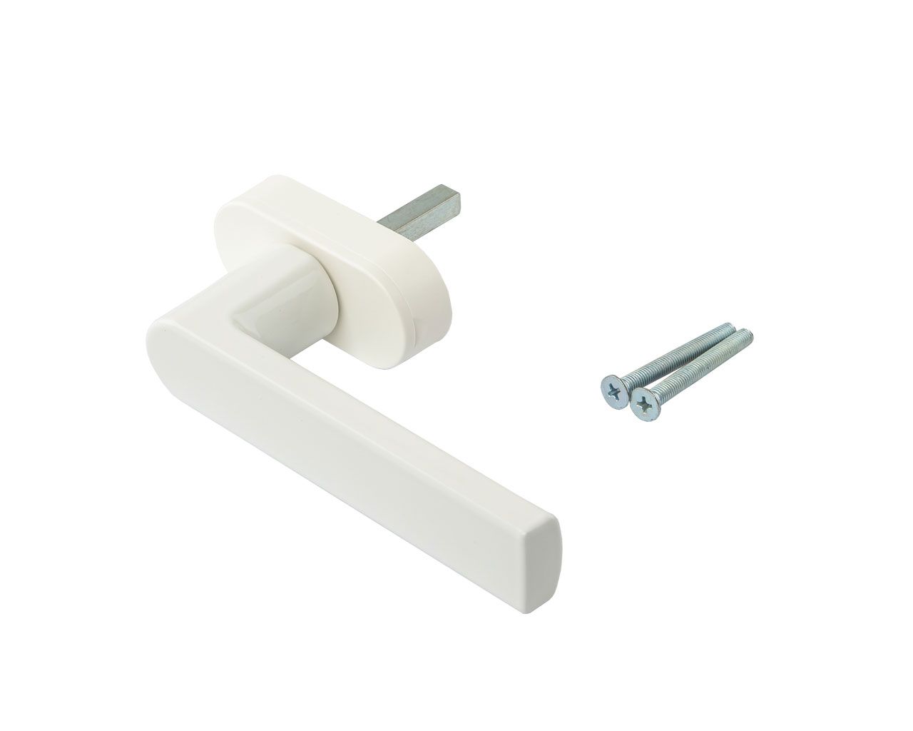 Ручка оконная Internika "Надежда" алюминиевая 43 мм 45° + 2 винта 5х55 белый (9016). Рис. 1