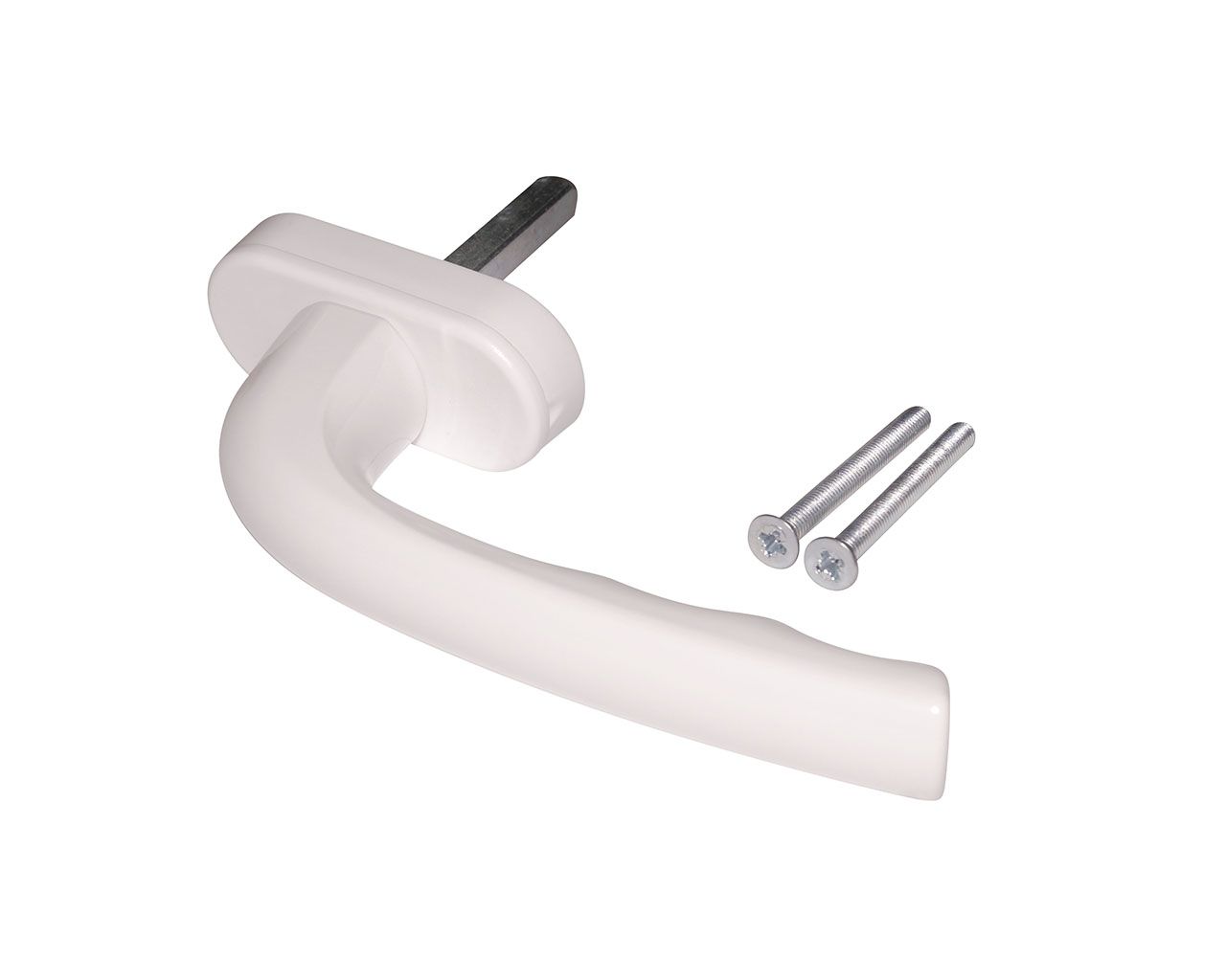 Ручка оконная Internika в коробке штифт 43 мм, 45°, овальная розетка белая, 2 винта. Рис. 1 Ручка оконная Internika в коробке штифт 43 мм, 45°, овальная розетка белая, 2 винта. Рис. 1