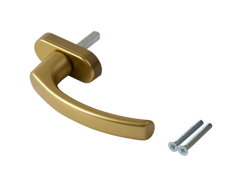 Ручка оконная Internika Tolstoy алюминиевая 37 мм (F3) золото матовое, 45° + 2 винта 5х45. Рис. 1 Ручка оконная Internika Tolstoy алюминиевая 37 мм (F3) золото матовое, 45° + 2 винта 5х45. Рис. 1