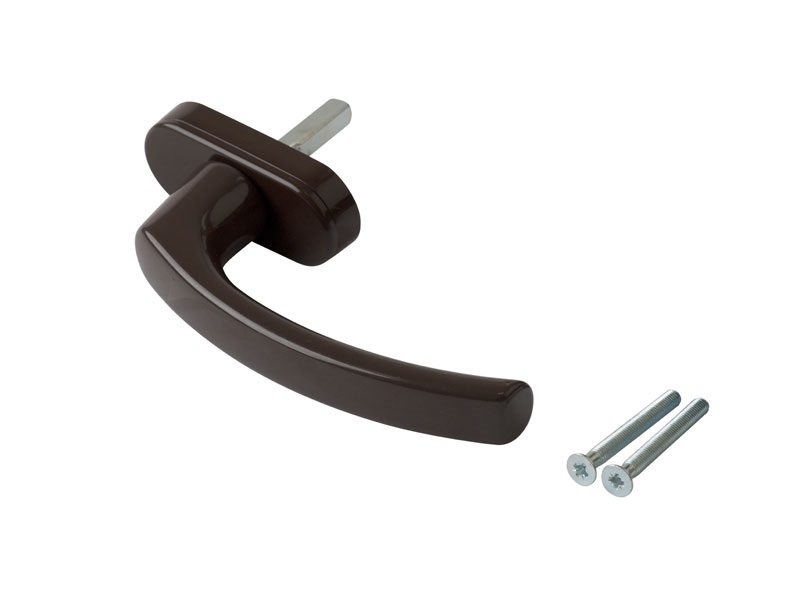 Ручка оконная Internika Tolstoy алюминиевая 45 мм (RAL 8019) коричневый, 45° + 2 винта. Рис. 1 Ручка оконная Internika Tolstoy алюминиевая 45 мм (RAL 8019) коричневый, 45° + 2 винта. Рис. 1