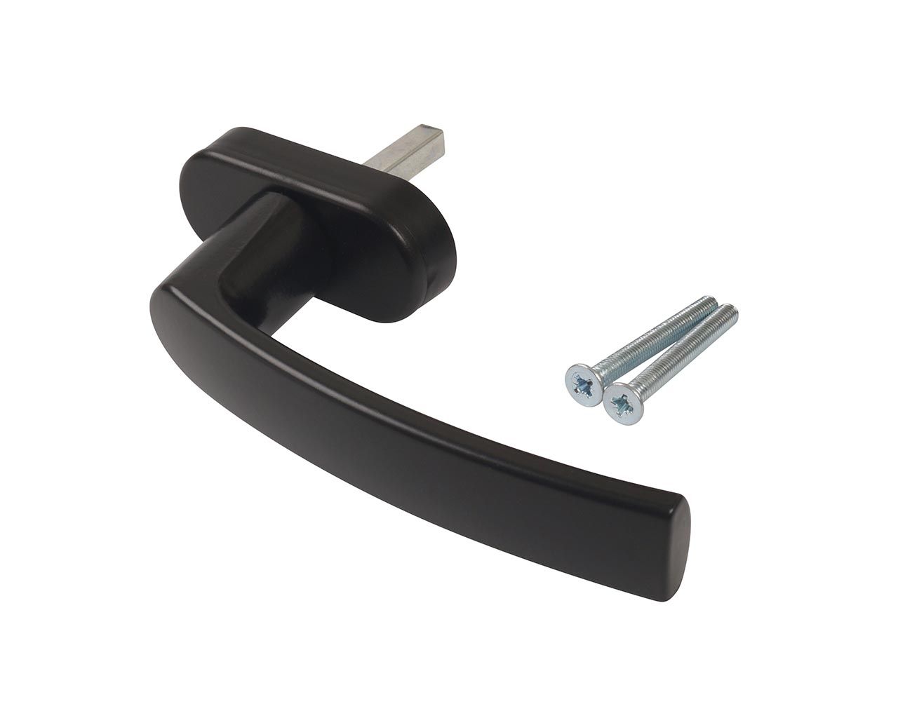 Ручка оконная Internika Venera штифт 37 мм, 45°, овальная розетка черна RAL9005, 2 винта. Рис. 1