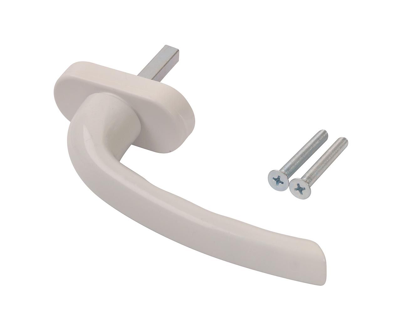 Ручка оконная "ЛУНА" штифт 38 мм, комплект (+ 2 винта), белая. Рис. 1