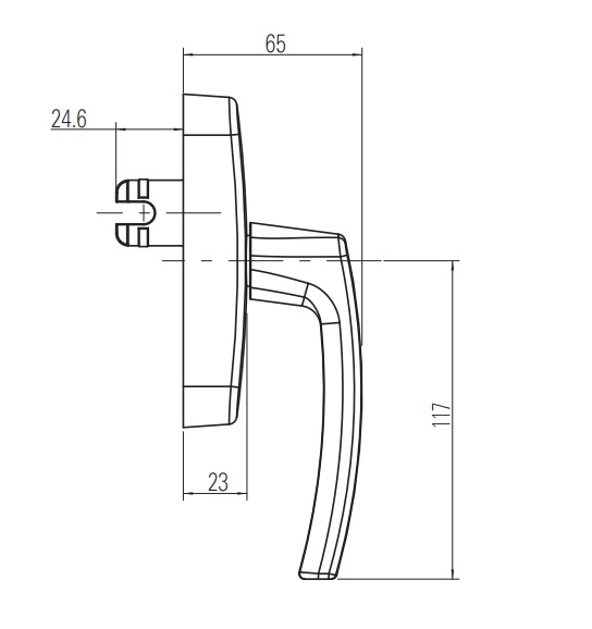 Ручка Rotoline для параллельных и наклонно - сдвижных систем ALU  , белая R07.2. Рис. 2