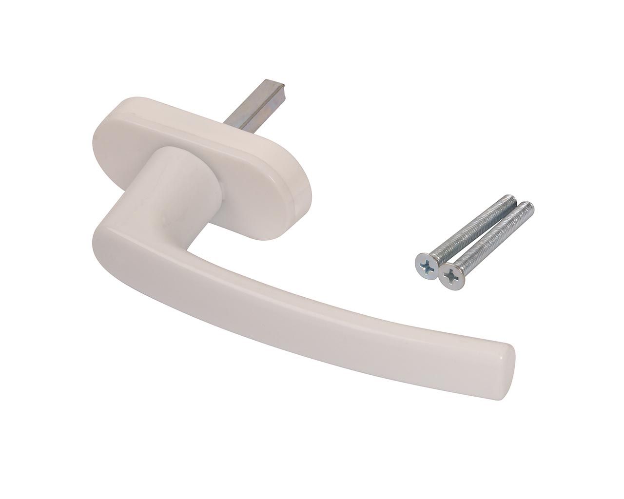 Ручка оконная алюминиевая ALFA штифт 37 мм, 2 винта, белый, RAL9016. Рис. 1 Ручка оконная алюминиевая ALFA штифт 37 мм, 2 винта, белый, RAL9016. Рис. 1