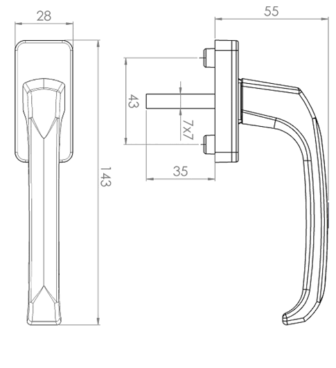 Ручка оконная алюминиевая "HERMO" штифт 35 мм, 2 винта, белая. Рис. 2