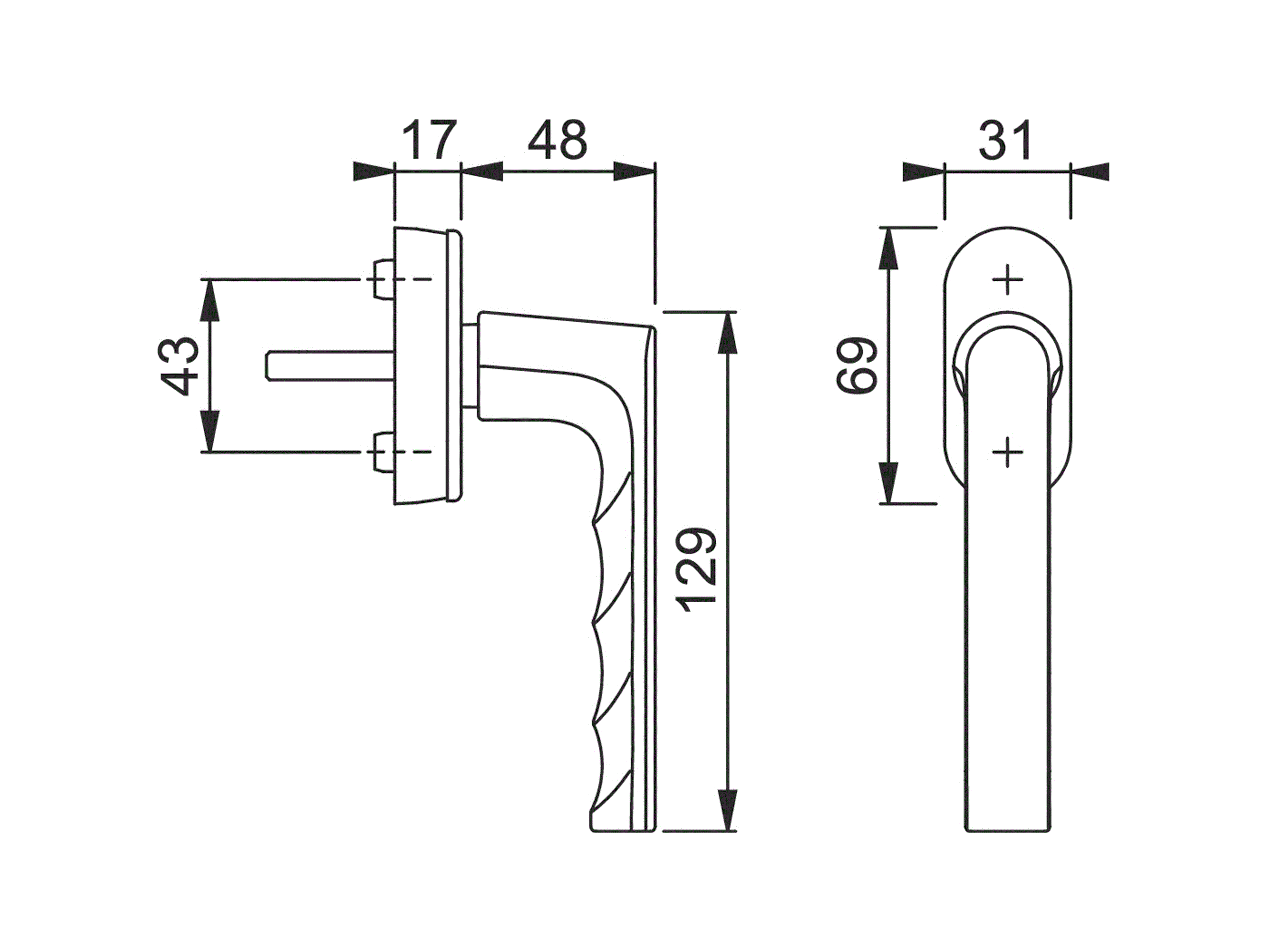 Ручка оконная алюминиевая HOPPE Hamburg SecuForte, штифт vario fit 32-42 мм, 45°, 2 винта М5х45, 2 винта М5х50, титан. Рис. 3 Ручка оконная алюминиевая HOPPE Hamburg SecuForte, штифт vario fit 32-42 мм, 45°, 2 винта М5х45, 2 винта М5х50, титан. Рис. 3