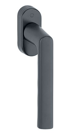 Ручка оконная алюминиевая  HOPPE Hamburg, штифт vario fit 32-42 мм, 45°, 2 винта М5х45,  2 винта М5х50, черный матовыйF9714M. Рис. 1