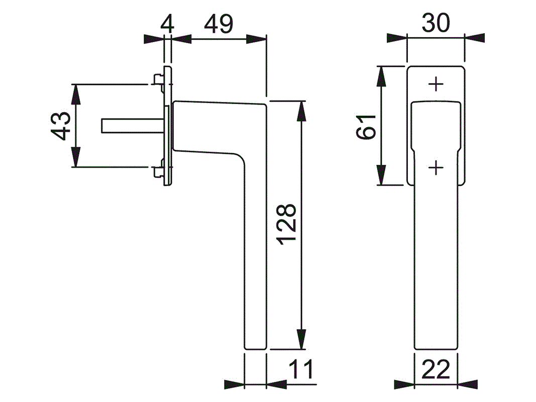 Ручка оконная алюминиевая Hoppe Austin, шт.37 мм, 90°, 2 винта М5х40,(F9714M) чёрный матовый. Рис. 2