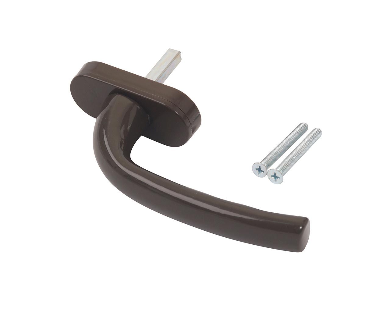 Ручка оконная алюминиевая MEGA штифт 37 мм, 2 винта, коричневый, RAL8019. Рис. 1 Ручка оконная алюминиевая MEGA штифт 37 мм, 2 винта, коричневый, RAL8019. Рис. 1