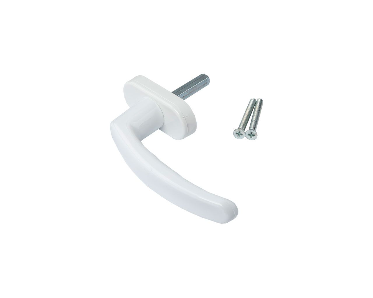 Ручка оконная пластиковая, 38mm, 2 винта  белый (RAL9016). Рис. 1