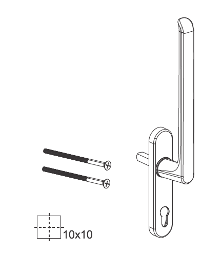 Ручка внутренняя HS, длина 251 мм, с PZ, штифт 10, L=68 мм, черный (RAL 9005), винты М6*100. Рис. 1 Ручка внутренняя HS, длина 251 мм, с PZ, штифт 10, L=68 мм, черный (RAL 9005), винты М6*100. Рис. 1
