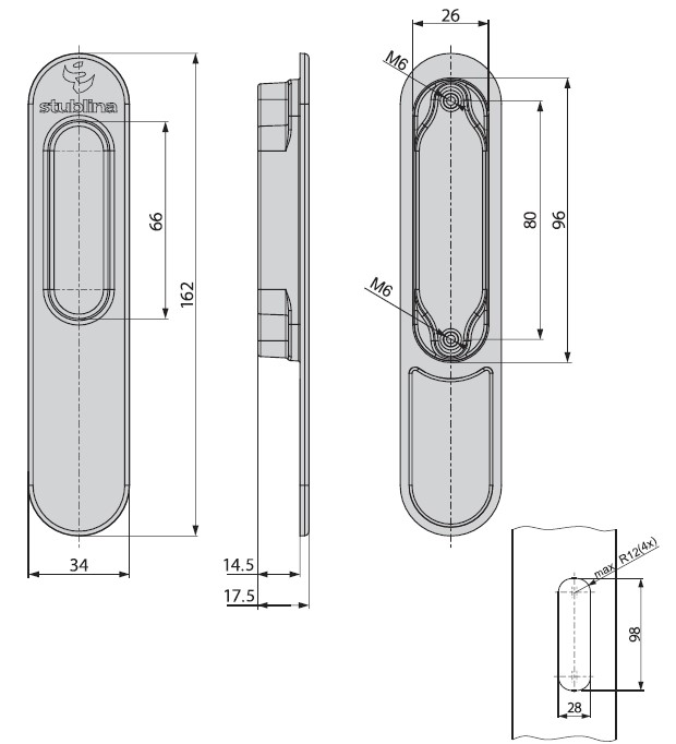 Ручка-притвор HS, ракушка, серебро (RAL 9006). Рис. 2 Ручка-притвор HS, ракушка, серебро (RAL 9006). Рис. 2