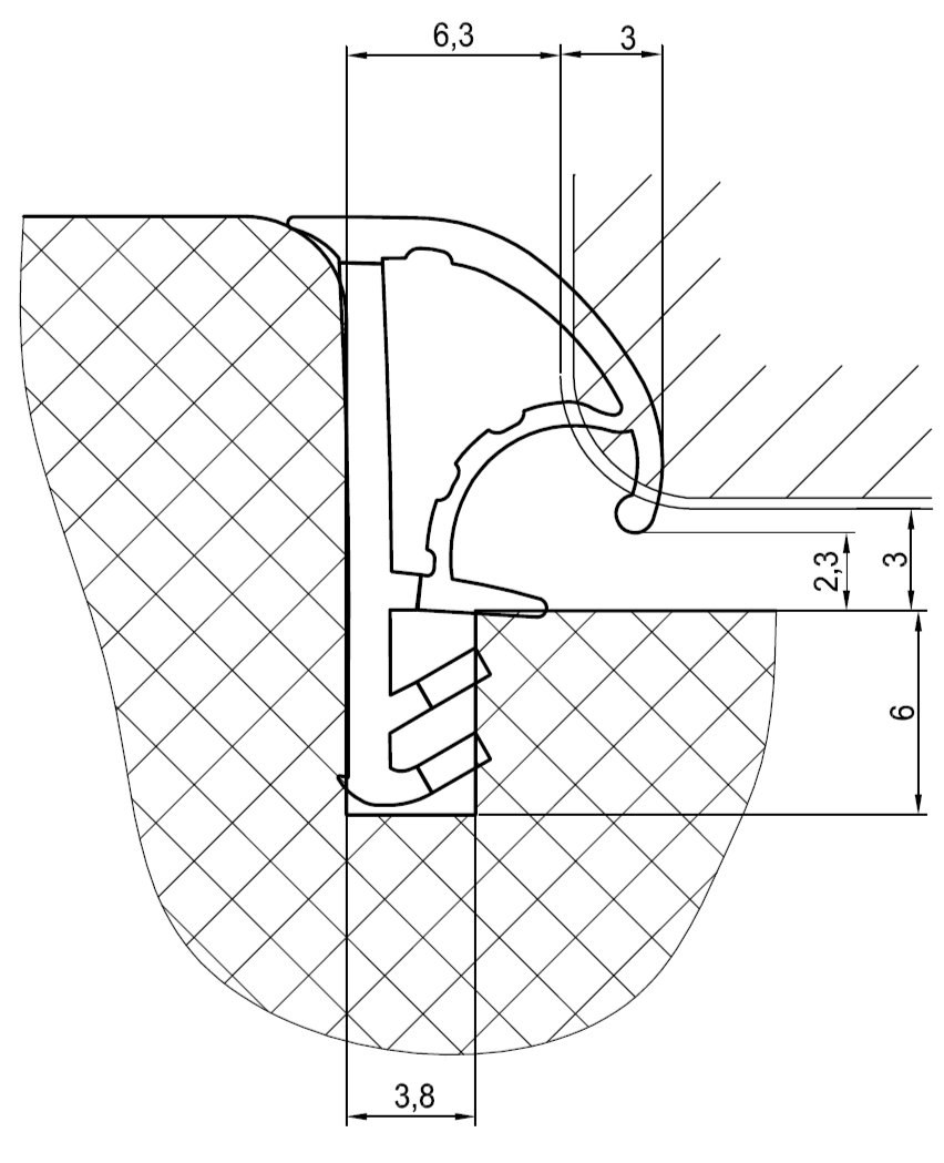 Уплотнитель контурный для межкомнатных дверей DEVENTER, ТЭП. Рис. 3
