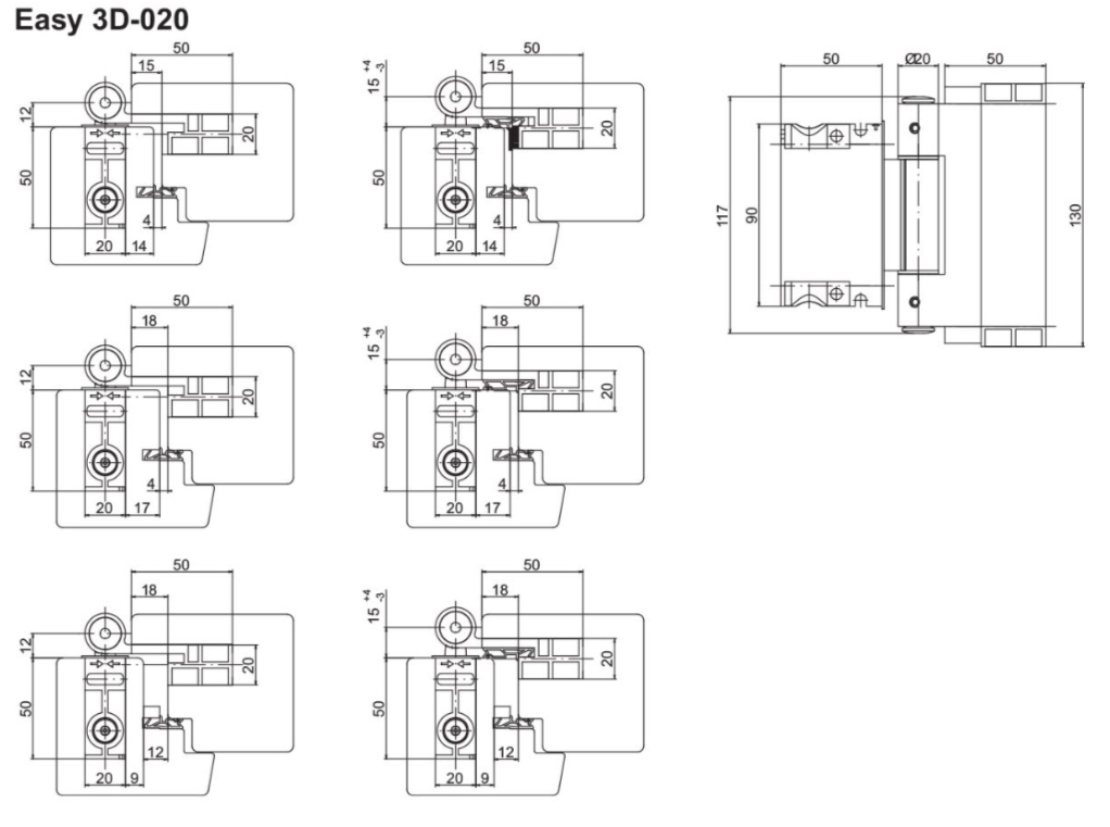 Петля врезная для деревянных дверей весом до 160 кг, 3D, сталь, цвет хромированный матовый. Рис. 2