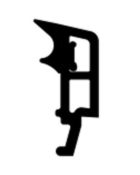 Штапик ПВХ  8 мм (стеклопакет 30/38 мм.), хлыст 6 м., черный уплотнитель, тип B802  58мм/70мм. Рис. 1