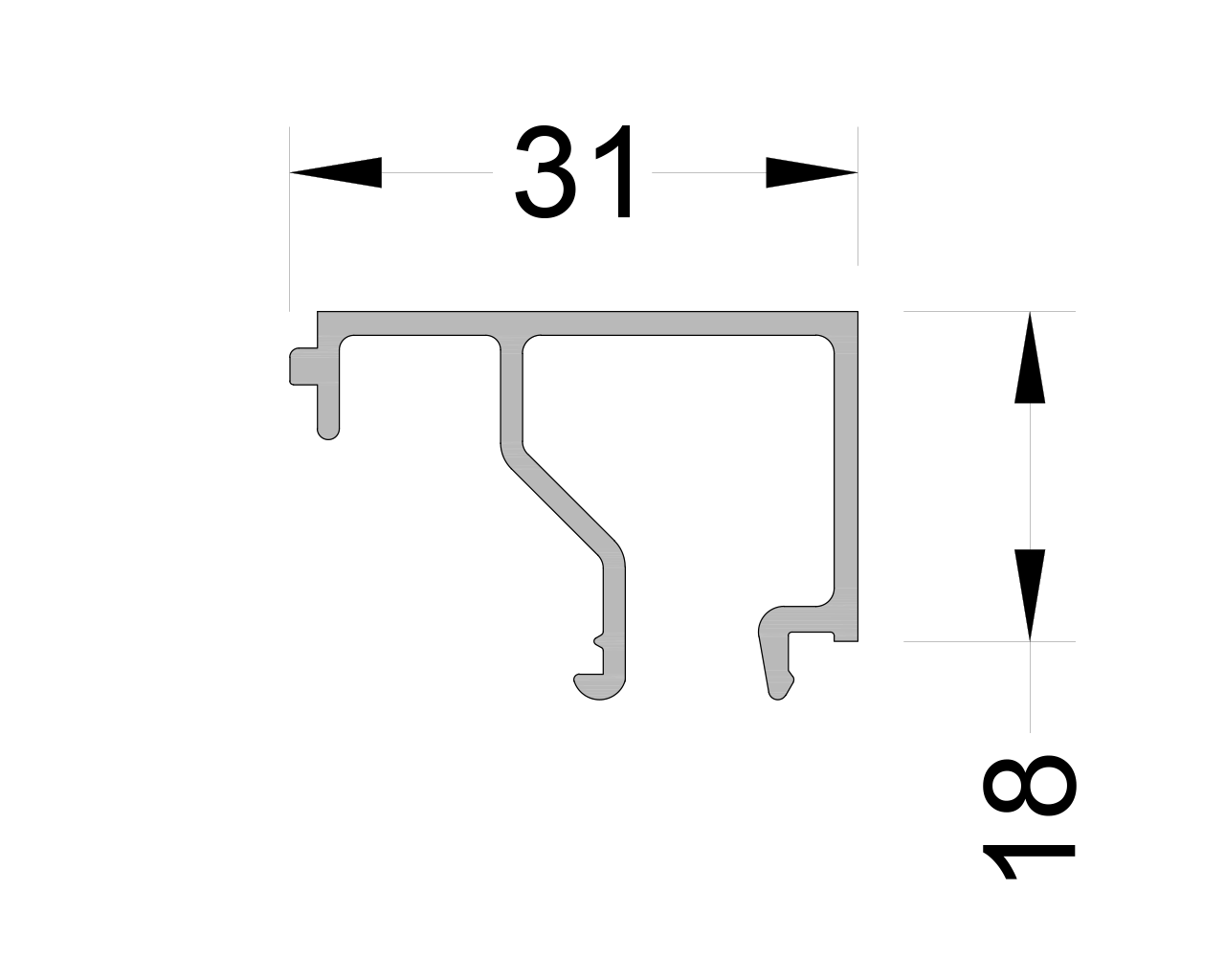 Штапик оконно-дверной ALUMARK 31 мм 6м неокрашенный. Рис. 1 Штапик оконно-дверной ALUMARK 31 мм 6м неокрашенный. Рис. 1