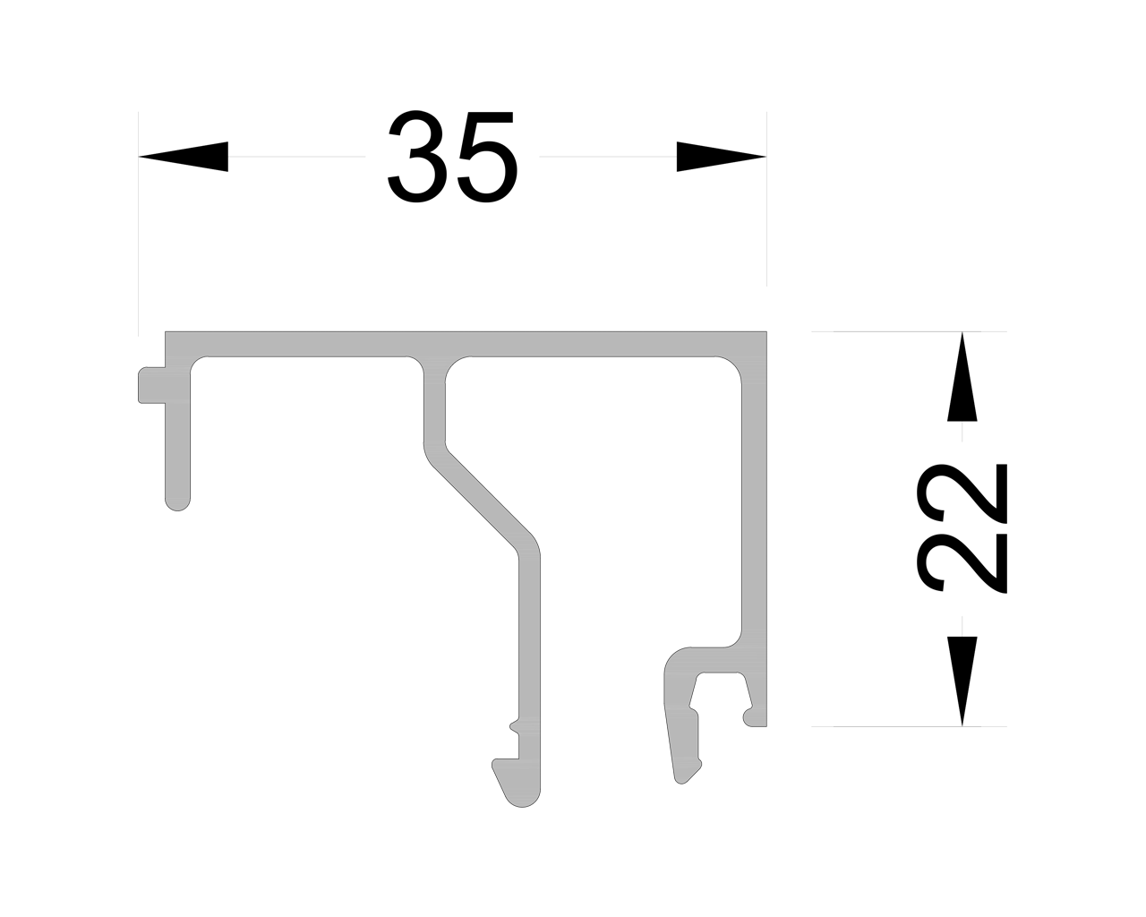 Штапик оконно-дверной ALUMARK 35 мм 6м Белый RAL9016. Рис. 1 Штапик оконно-дверной ALUMARK 35 мм 6м Белый RAL9016. Рис. 1