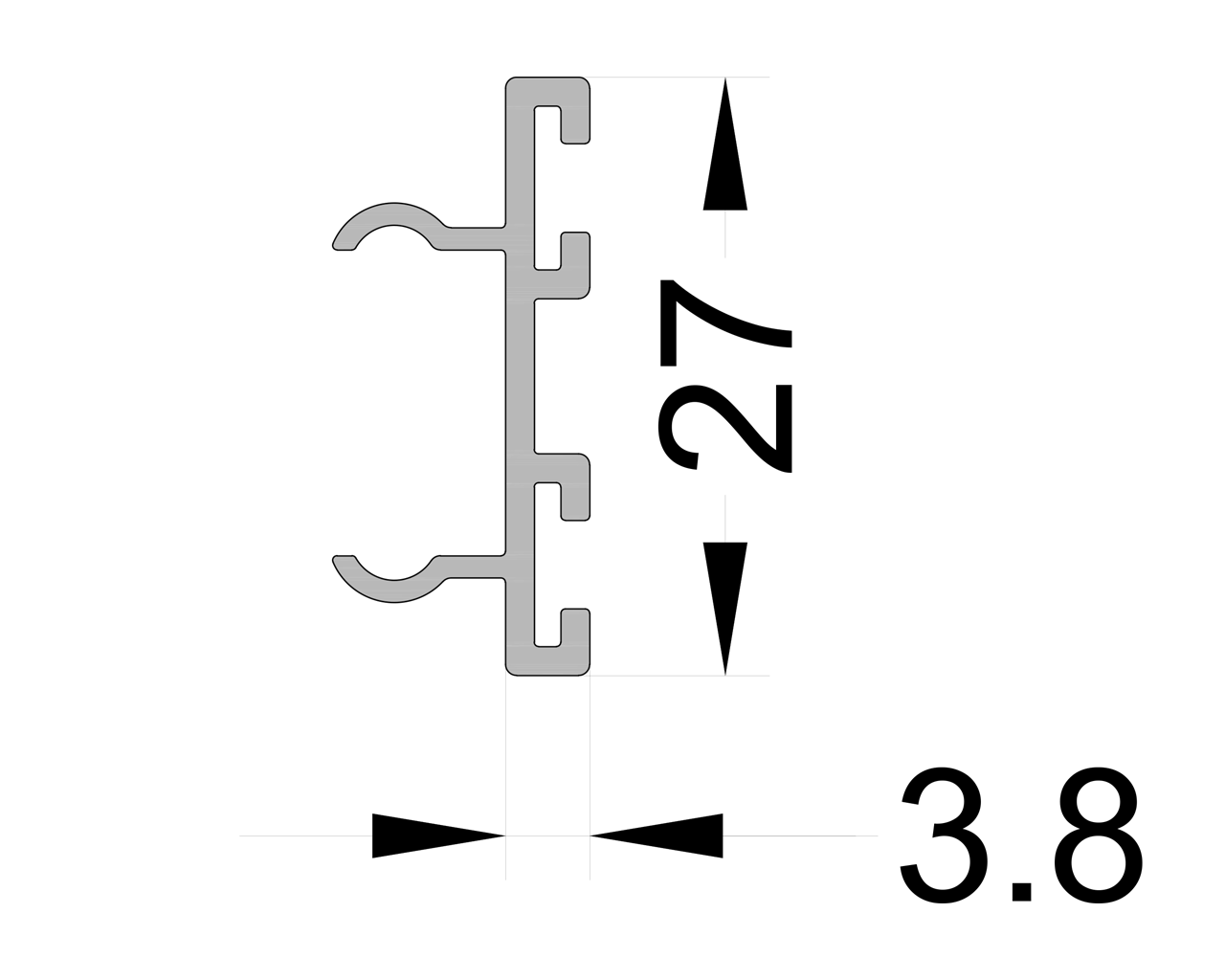 Штульп антимоскитной створки 3,8*27 6м неокрашенная