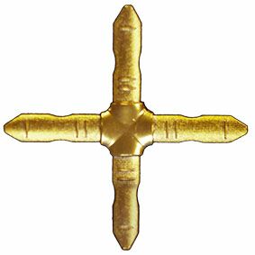 Соединение крестовое пластиковое Baviera золотое. Рис. 1