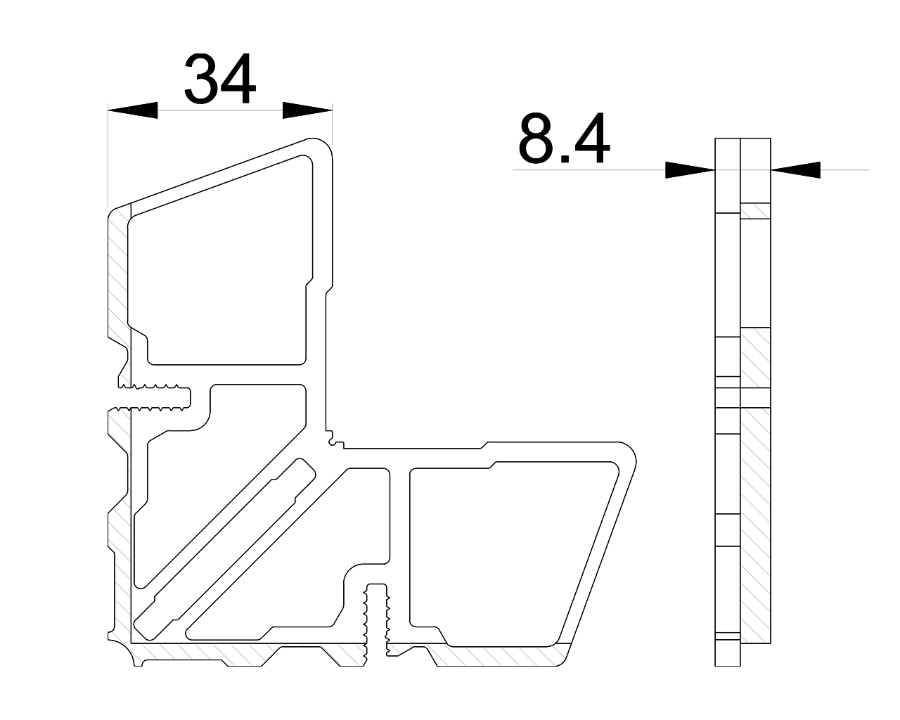 Соединитель угловой наружный 34x8.4mm ALUMARK