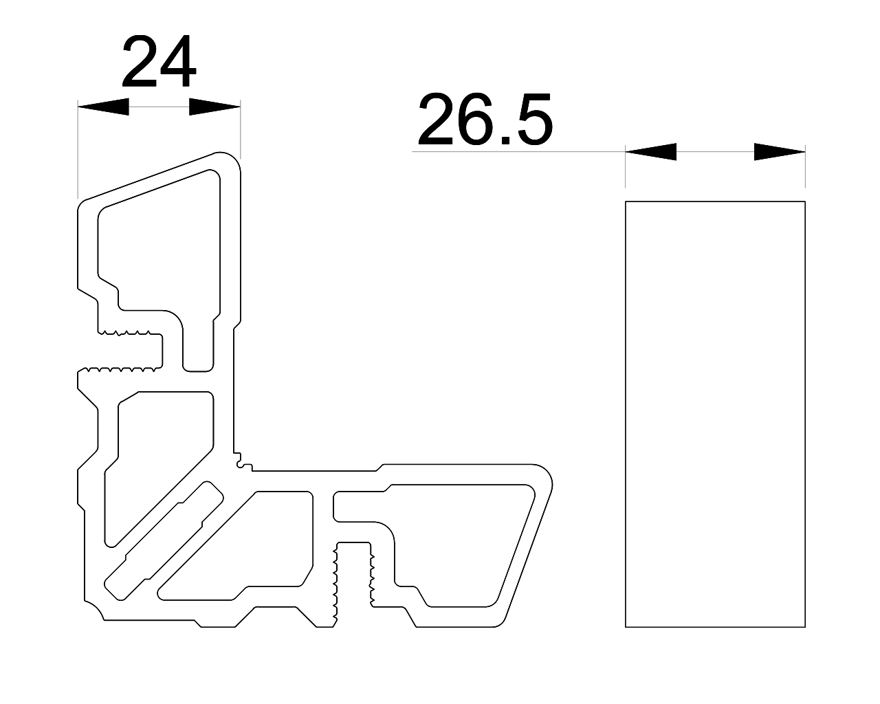 Соединитель угловой внутренний 24x26.5mm ALUMARK. Рис. 1