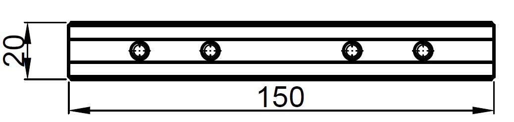 Стыковочная закладная 10х20 мм - 1 шт., (Винт М5х10 DIN7991 А2 - 4 шт. Приобретается отдельно)
