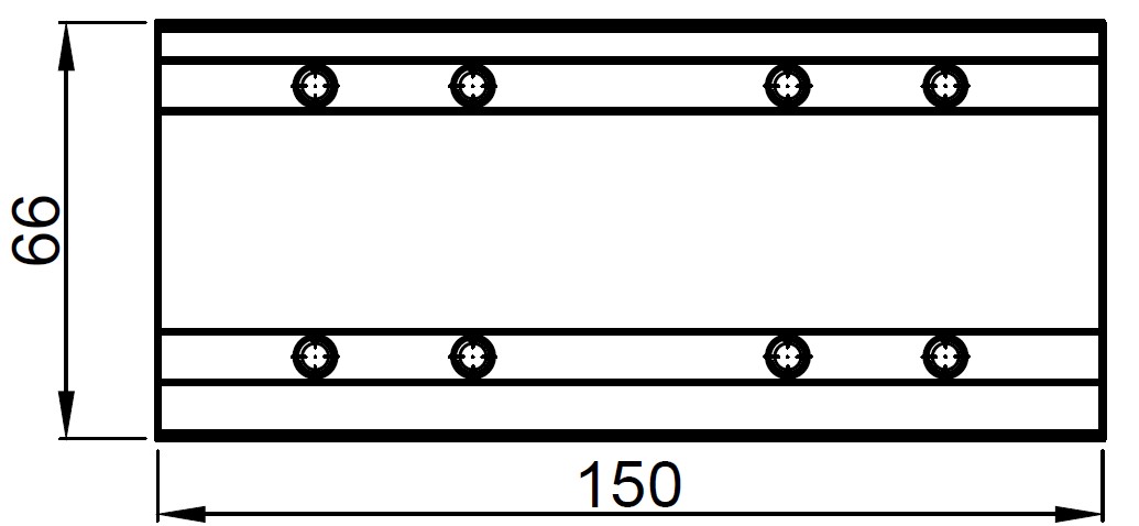 Стыковочная закладная 10х66 мм - 1 шт., (Винт М5х10 DIN7991 А2 - 4 шт. Приобретается отдельно)