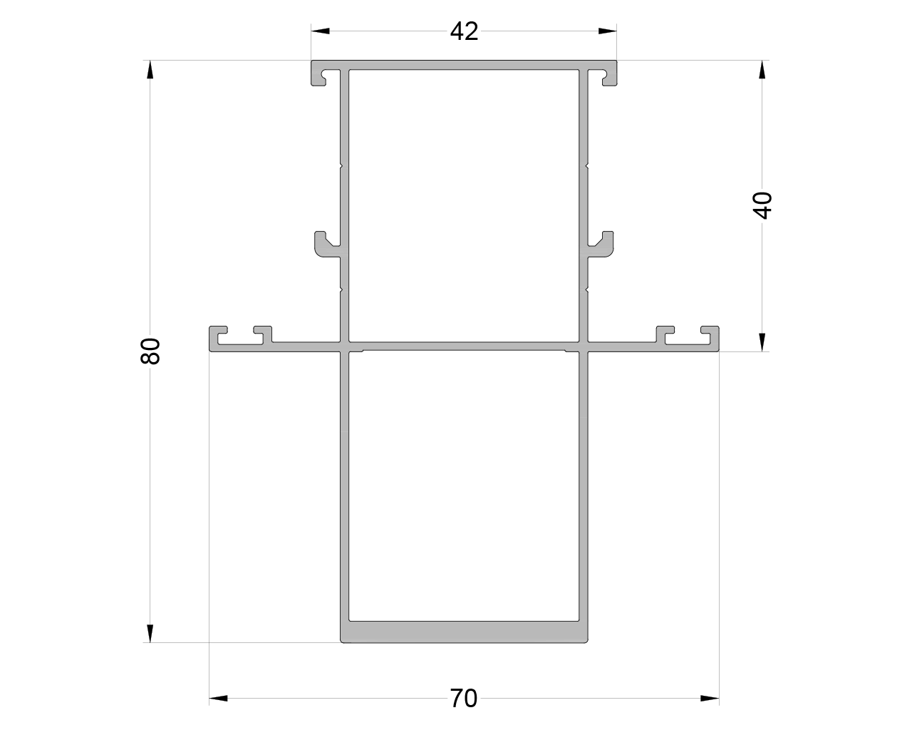 Стойка 80 мм с наружным пилоном 2 уса неокрас 6.8м.. Рис. 1