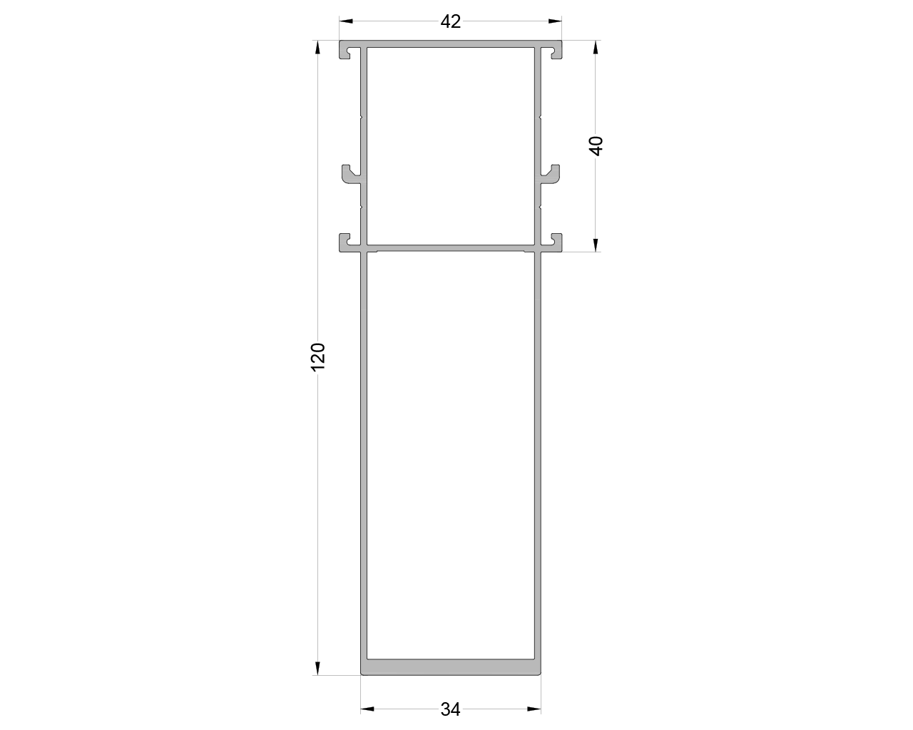 Стойка ALUMARK 120 мм с наружным пилоном без усов неокраш. 6м.. Рис. 1 Стойка ALUMARK 120 мм с наружным пилоном без усов неокраш. 6м.. Рис. 1