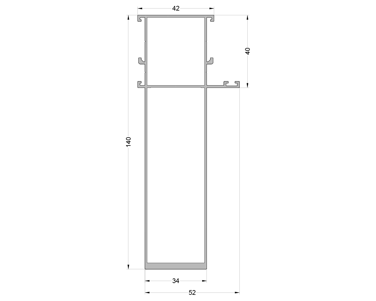 Стойка ALUMARK 140 мм 6.8м  1 ус Неокраc. Рис. 1