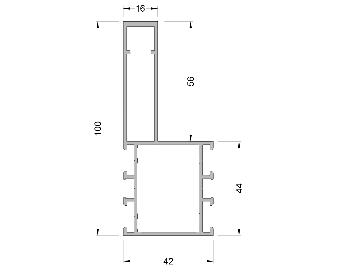 Стойка без уса ALUMARK 100мм 6м RAL9016. Рис. 1