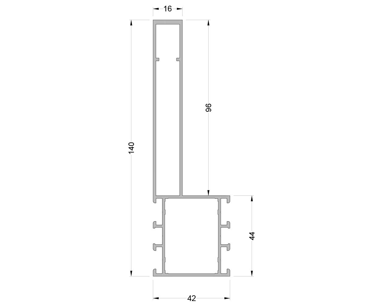 Стойка без уса ALUMARK 140 мм 6м Неокрашенный