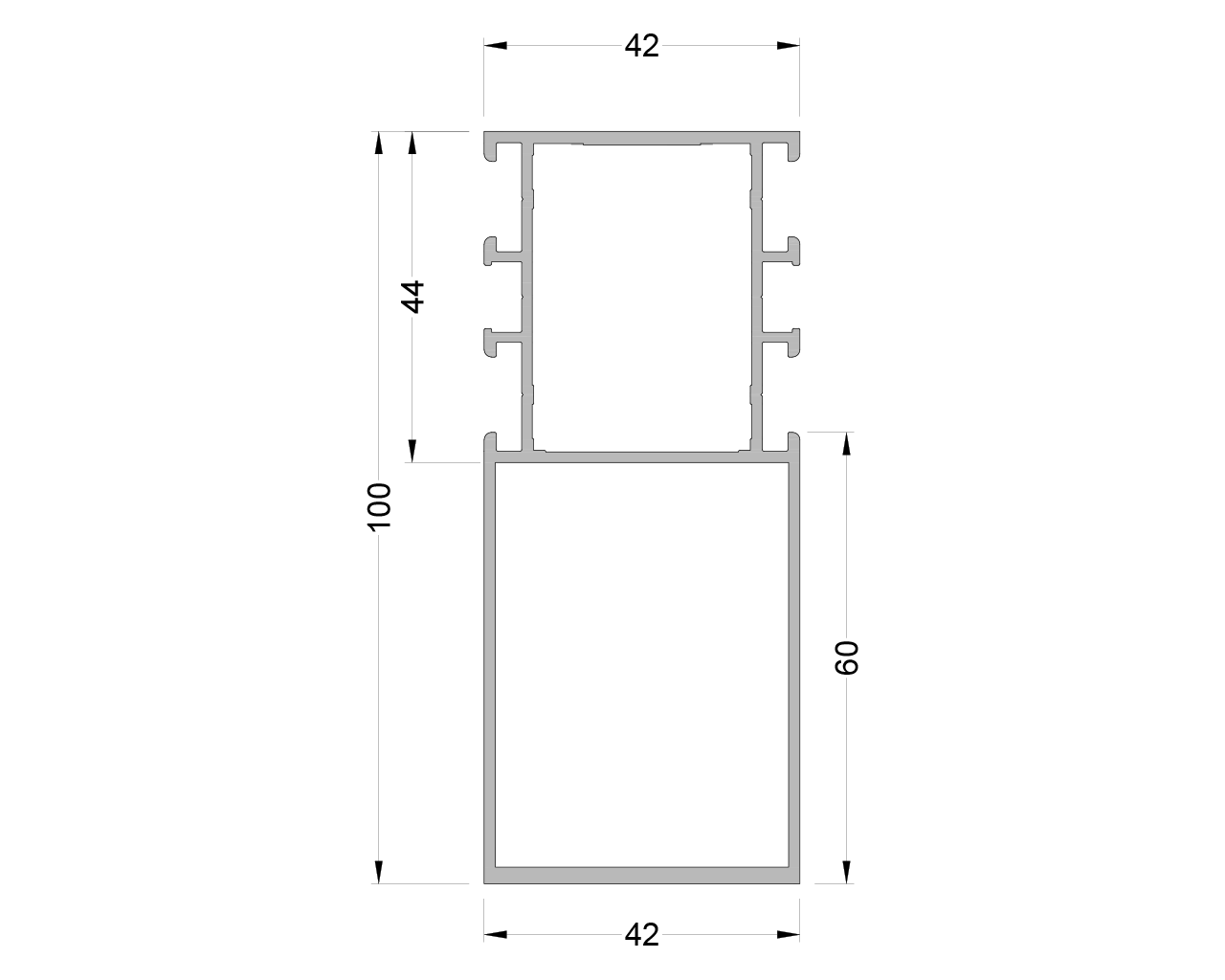 Стойка без уса с наружным пилоном ALUMARK100мм, 6м Неокрашенный. Рис. 1 Стойка без уса с наружным пилоном ALUMARK100мм, 6м Неокрашенный. Рис. 1